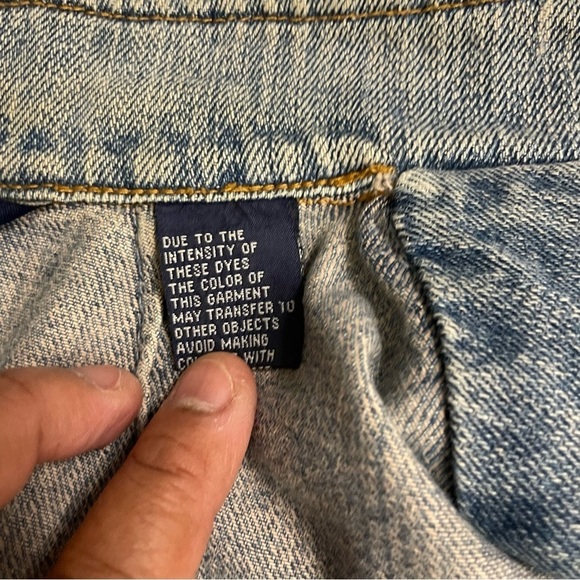 Boston Proper Denim Jean Jacket. Size 8. Brass button detail. Cropped. Gathered - Picture 12 of 13